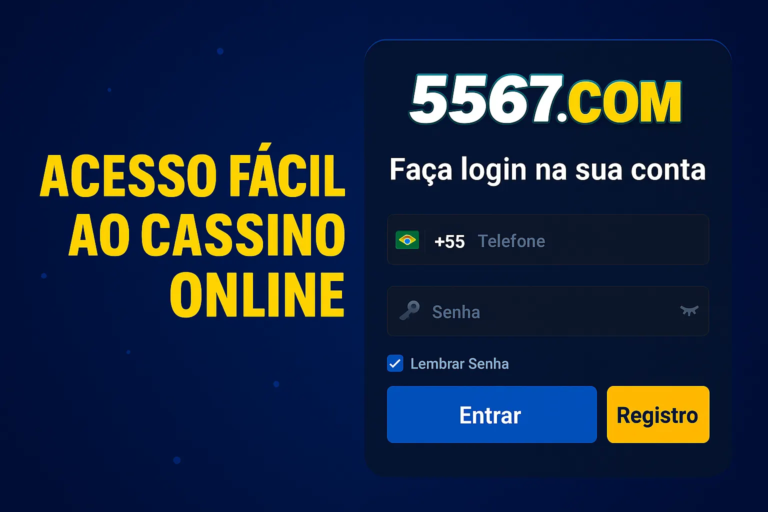 Criar uma nova Conta no plataforma 5567.COM